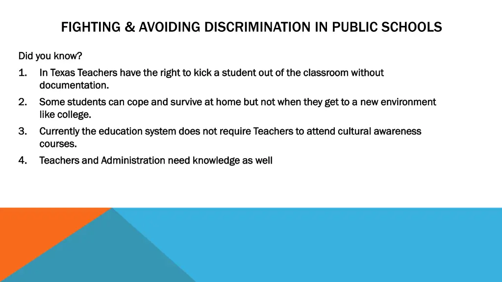 fighting avoiding discrimination in public schools
