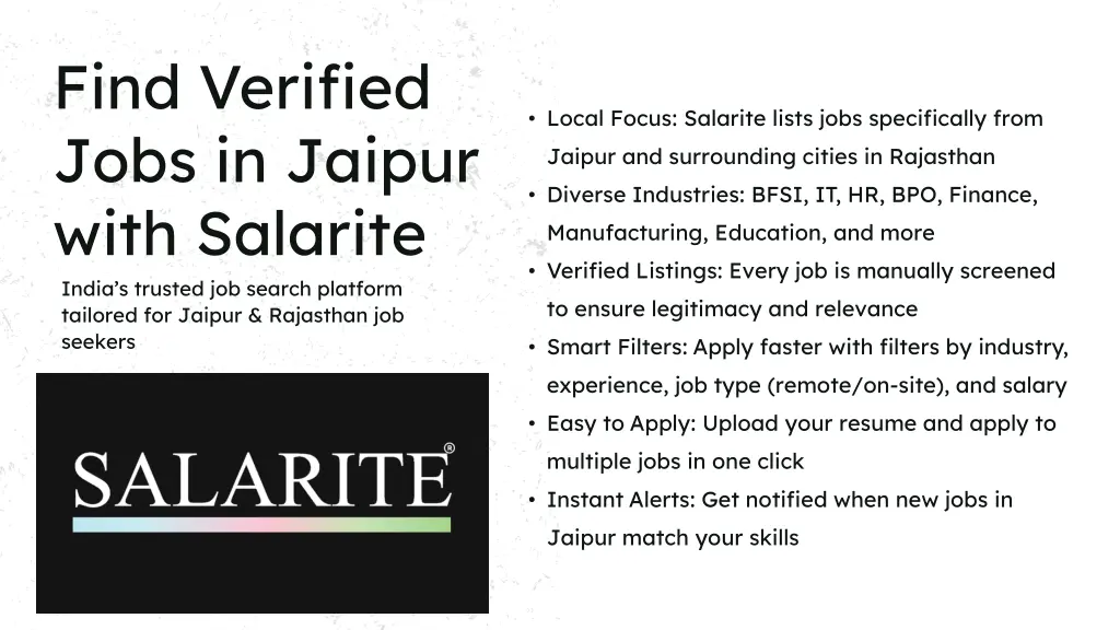 find verified jobs in jaipur with salarite india