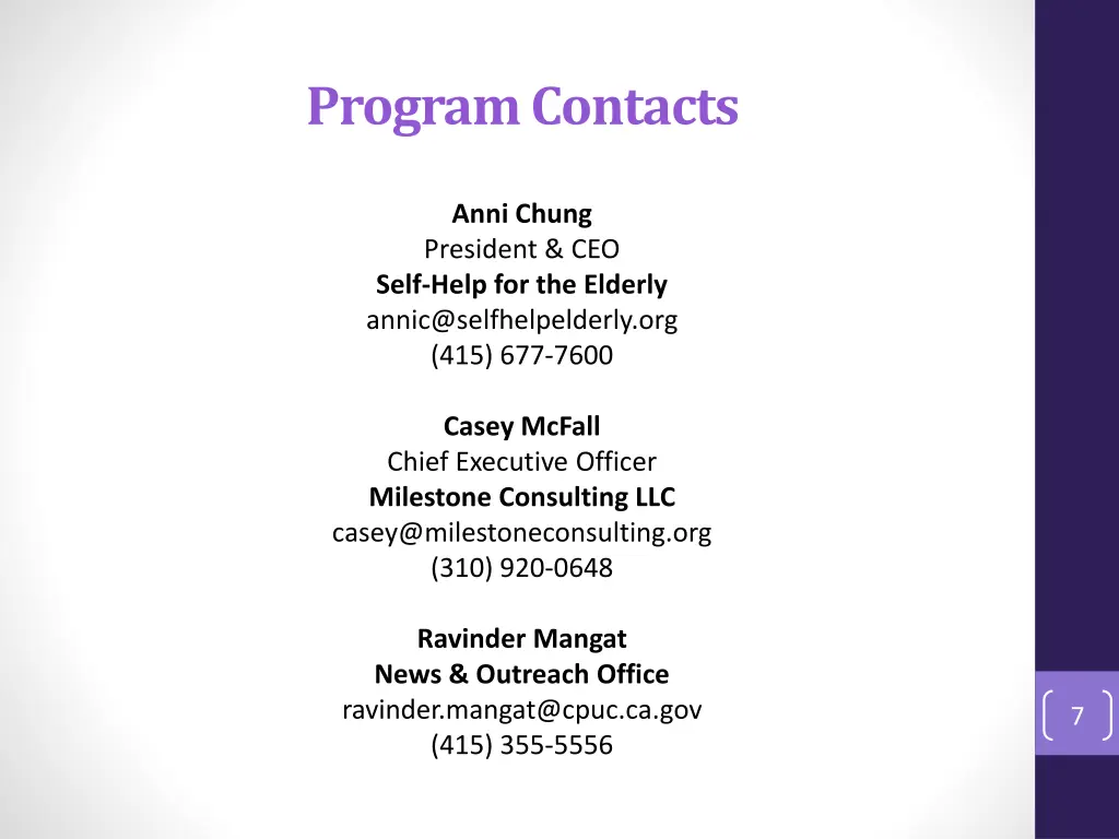program contacts
