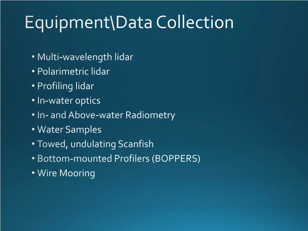 equipment data collection