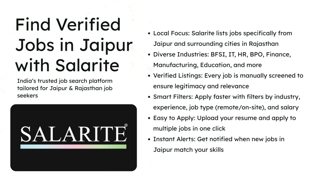 find verified jobs in jaipur with salarite india