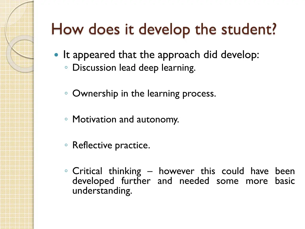 how does it develop the student 1