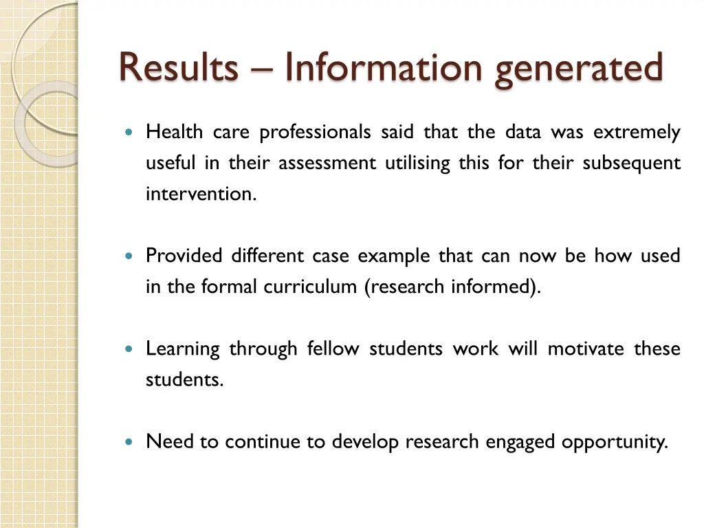 results information generated
