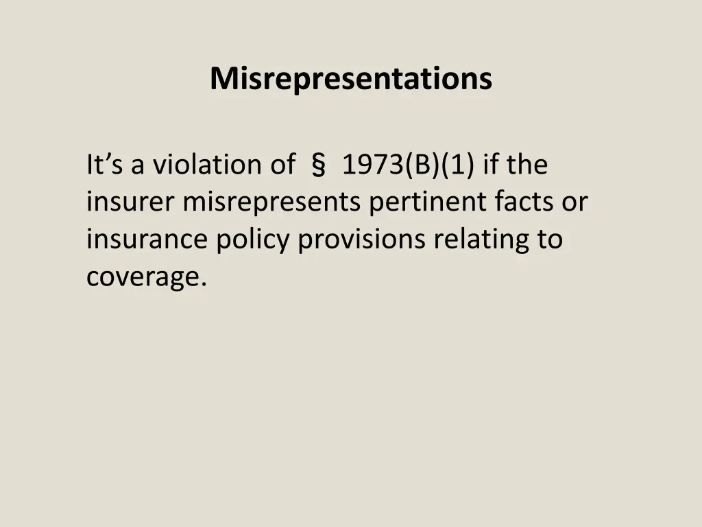 misrepresentations