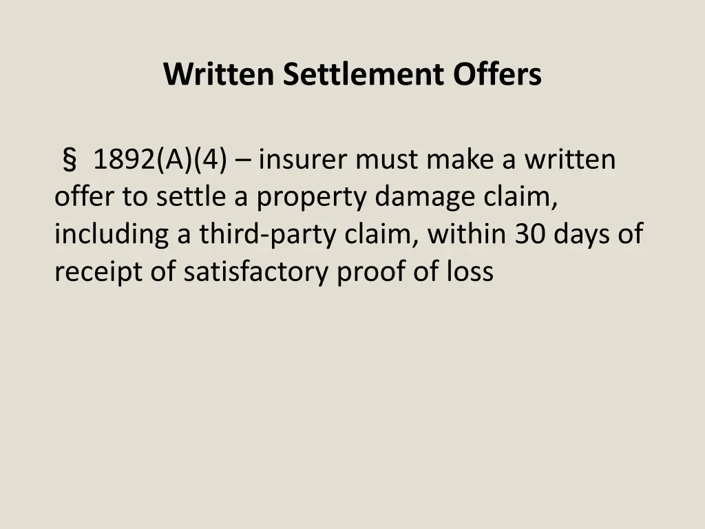 written settlement offers