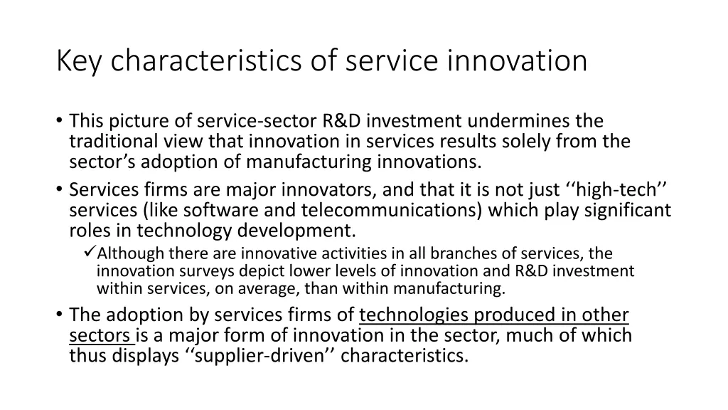 key characteristics of service innovation