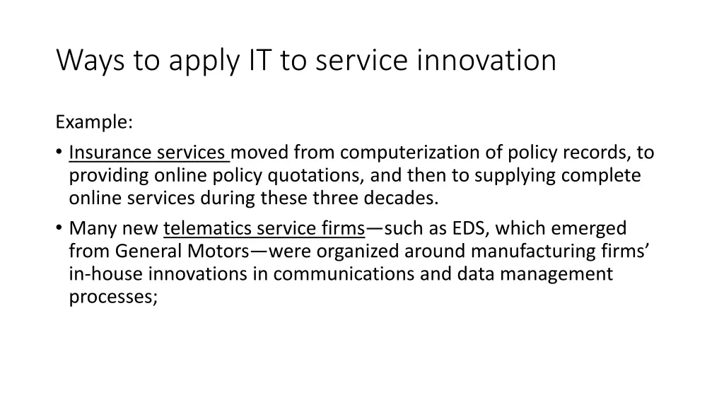 ways to apply it to service innovation