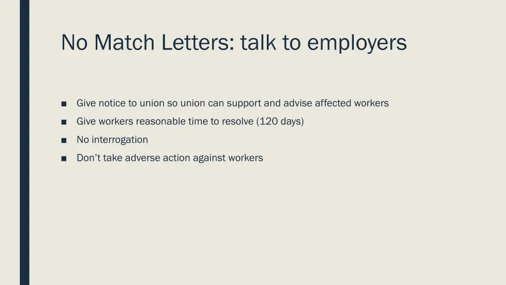no match letters talk to employers