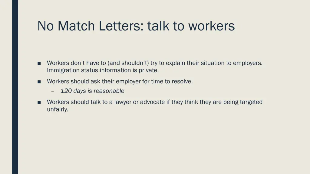 no match letters talk to workers