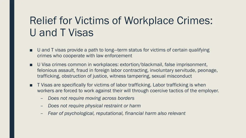 relief for victims of workplace crimes