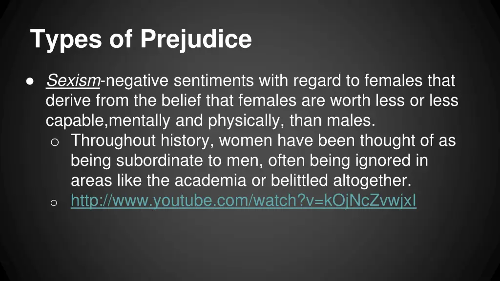types of prejudice