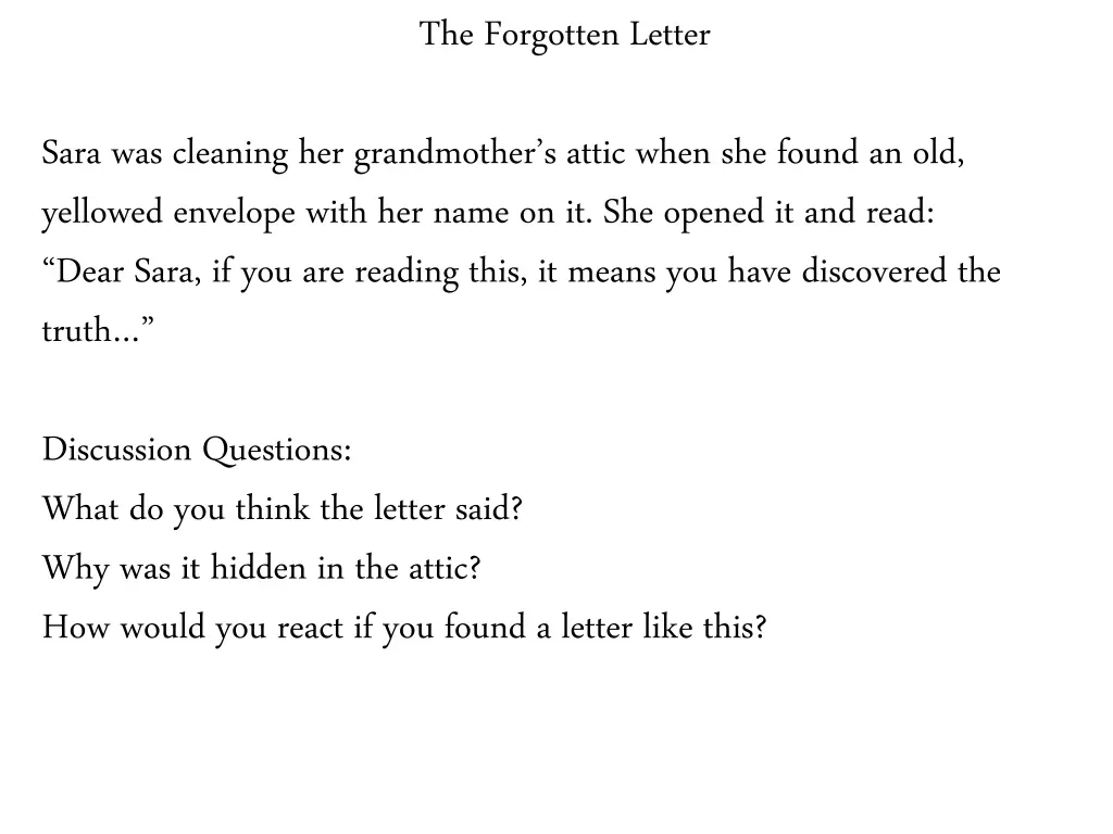 the forgotten letter