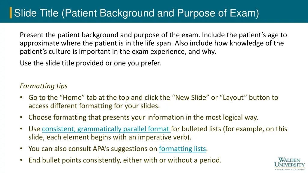 slide title patient background and purpose of exam