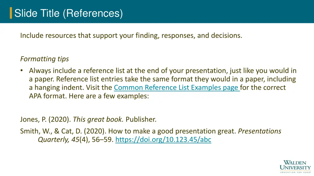 slide title references