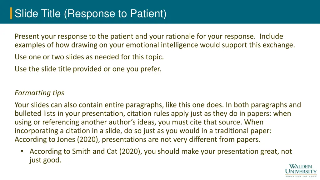 slide title response to patient