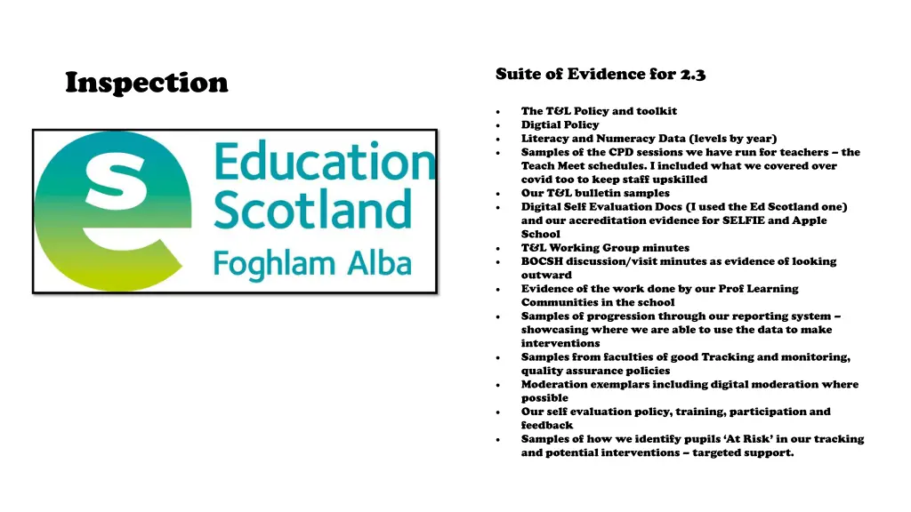 suite of evidence for 2 3