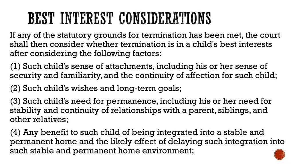 best interest considerations