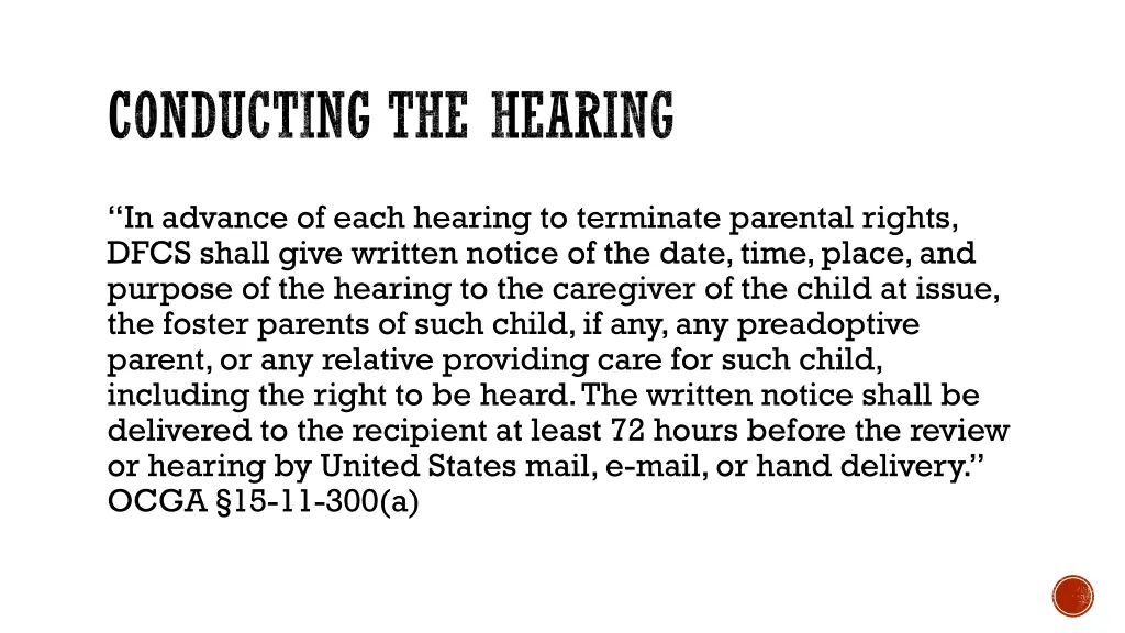 conducting the hearing 1