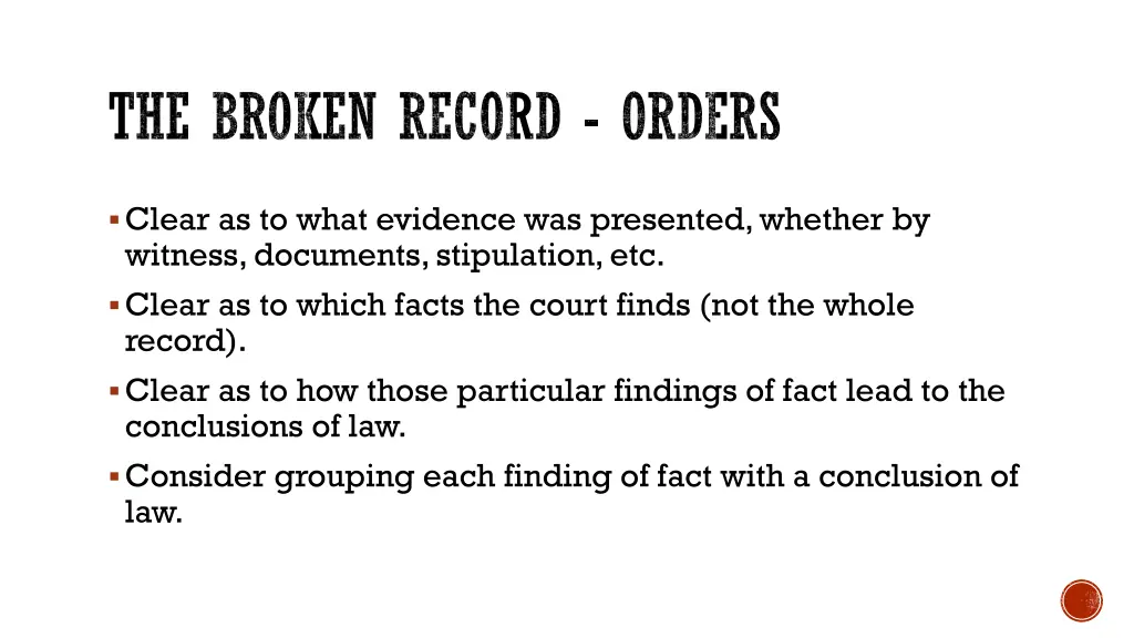the broken record orders