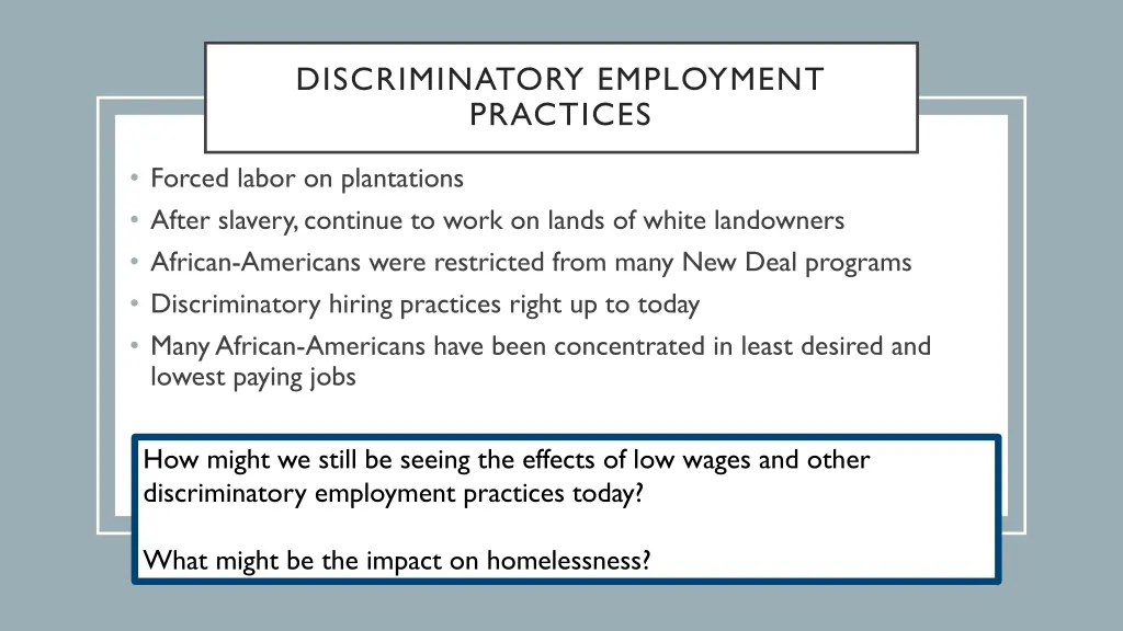 discriminatory employment practices