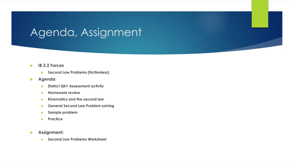 agenda assignment