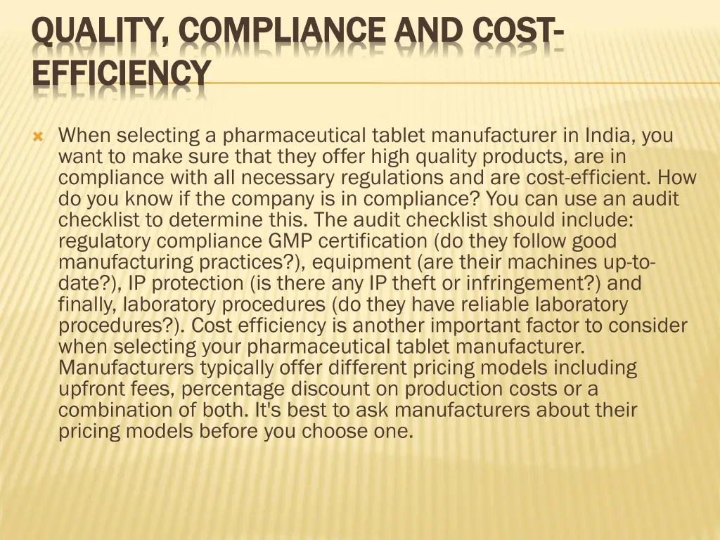 quality compliance and cost quality compliance