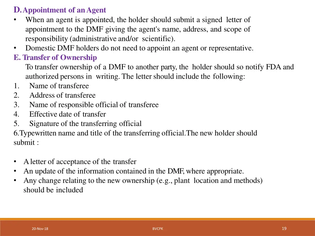 d appointment of anagent when an agent