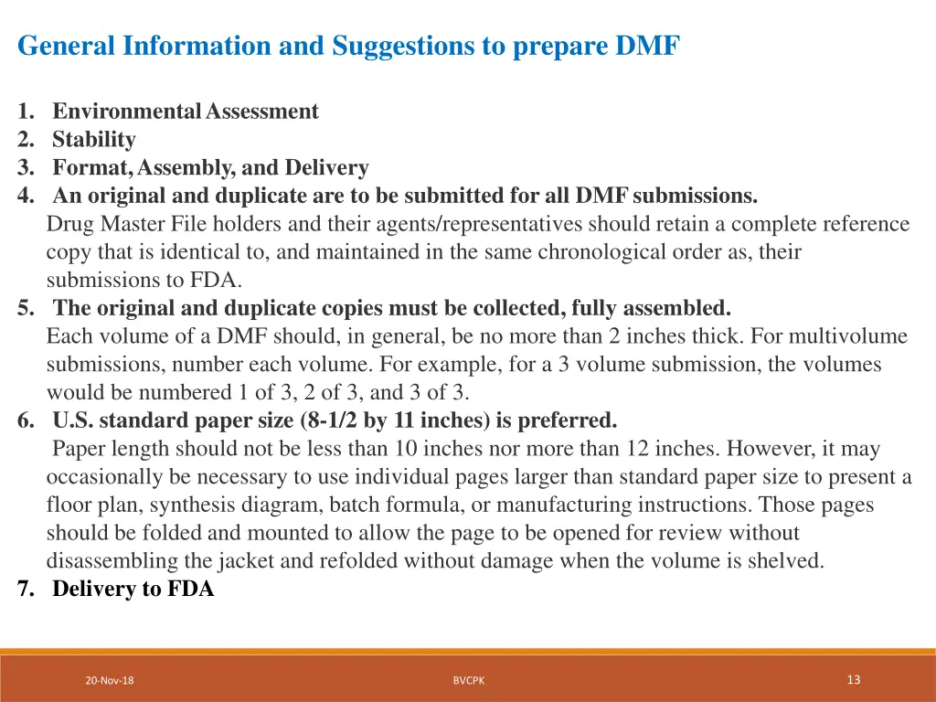 general information and suggestions to prepare dmf