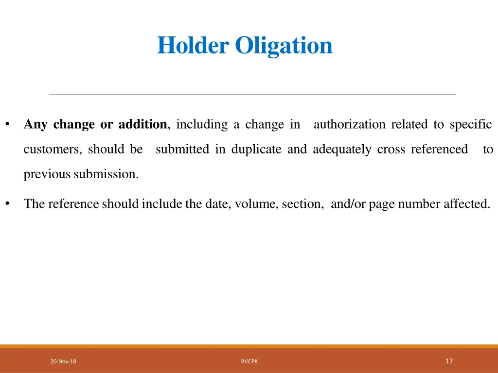 holder oligation