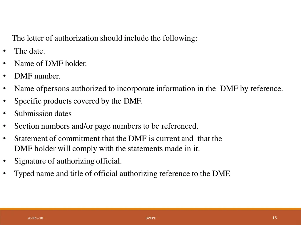 the letter of authorizationshould include