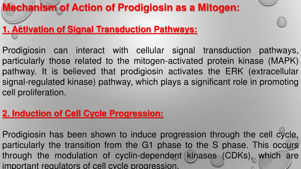 mechanism of action of prodigiosin as a mitogen