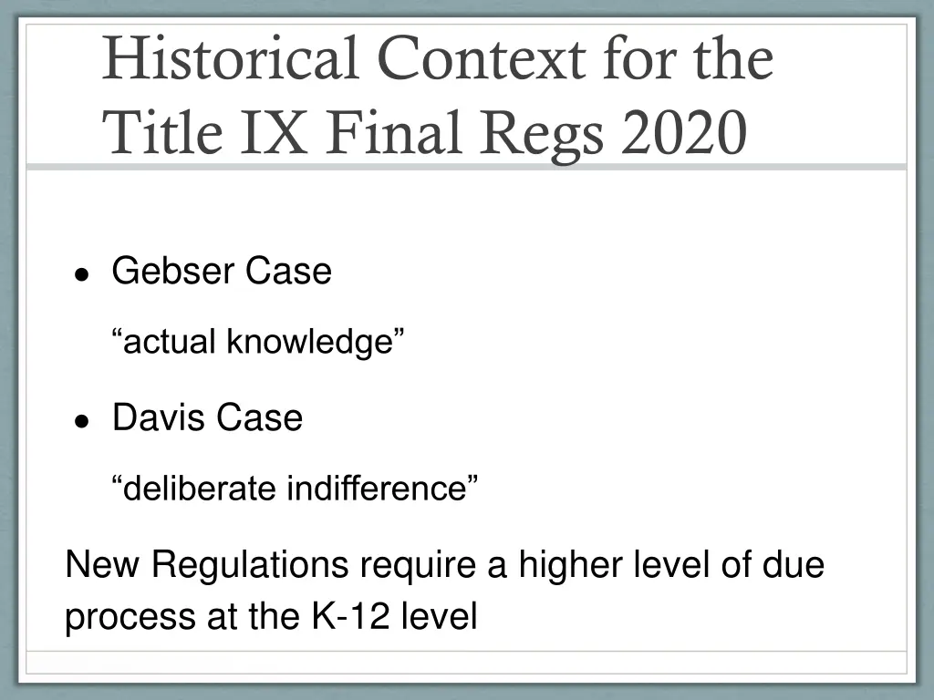 historical context for the title ix final regs