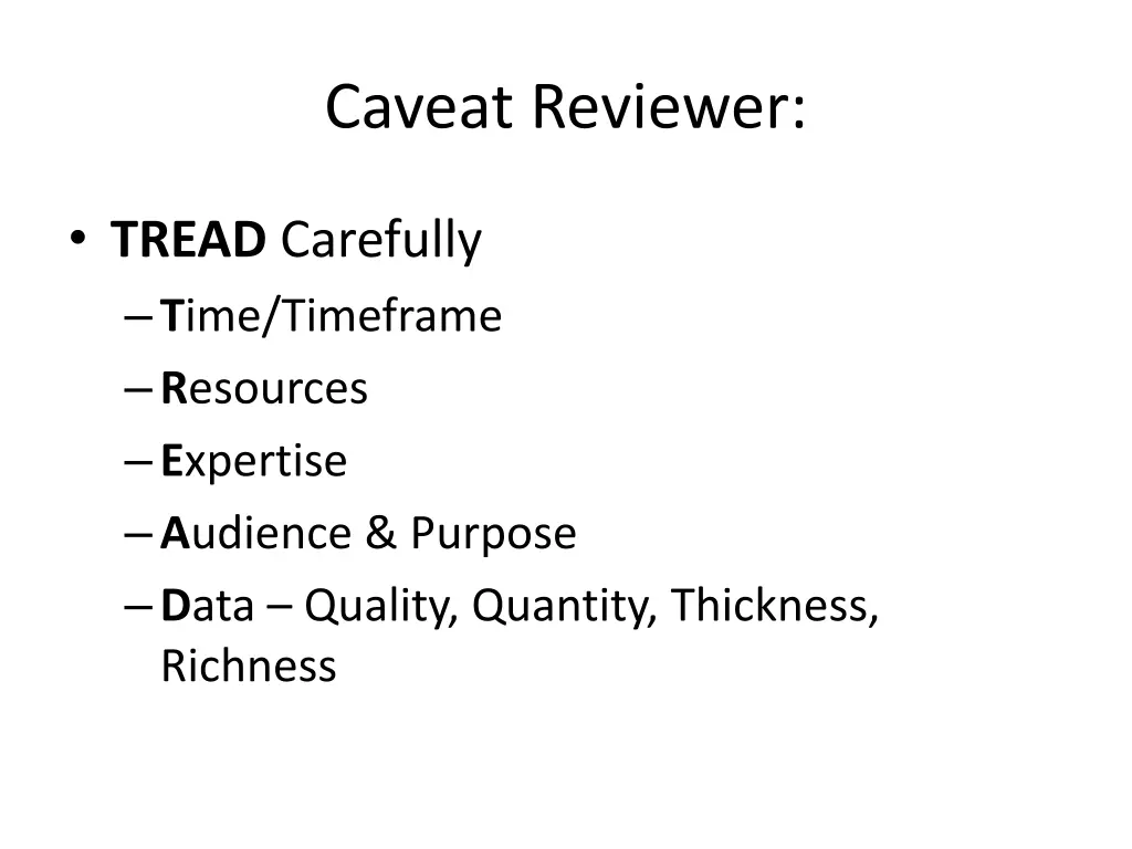 caveat reviewer