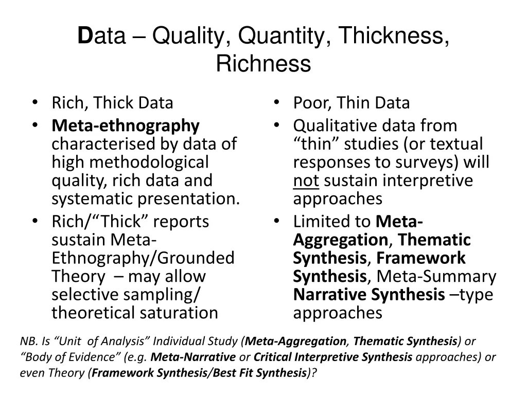 d ata quality quantity thickness richness