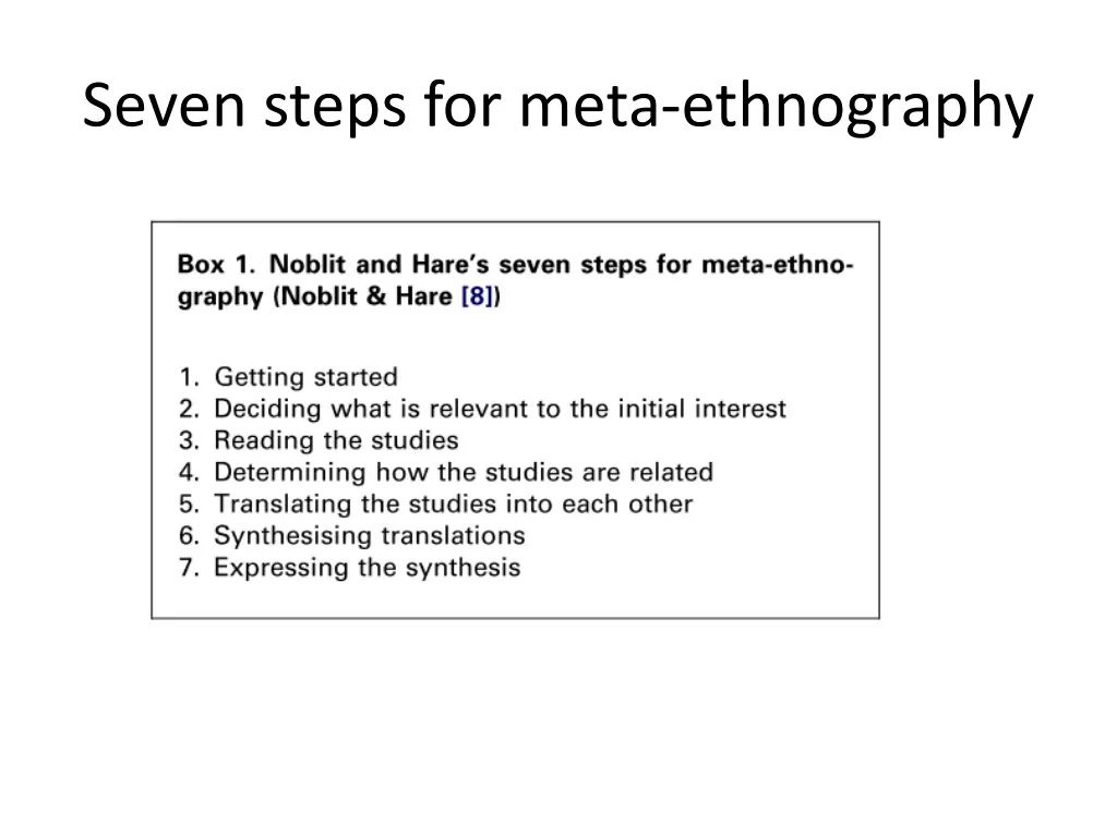 seven steps for meta ethnography
