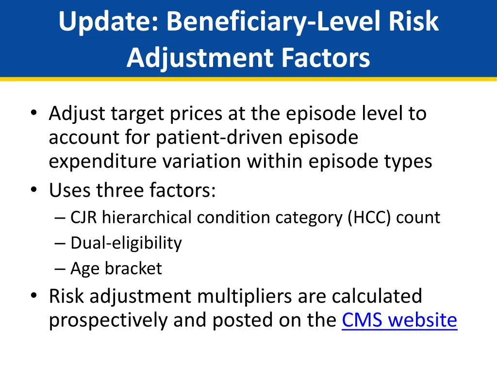 update beneficiary level risk adjustment factors