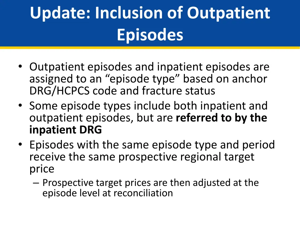 update inclusion of outpatient episodes 1