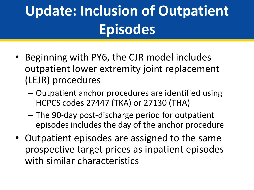 update inclusion of outpatient episodes