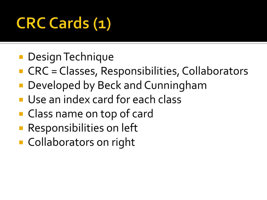 design technique crc classes responsibilities