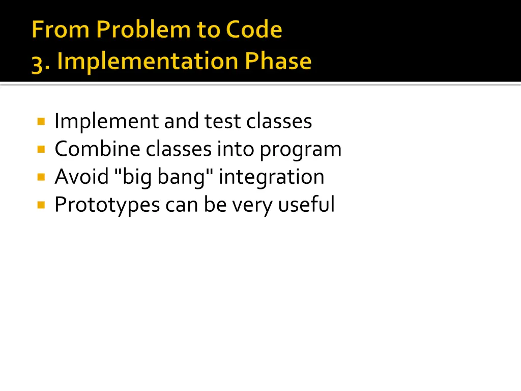 implement and test classes combine classes into