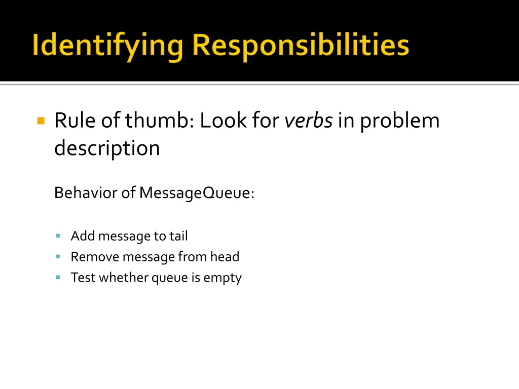 rule of thumb look for verbs in problem