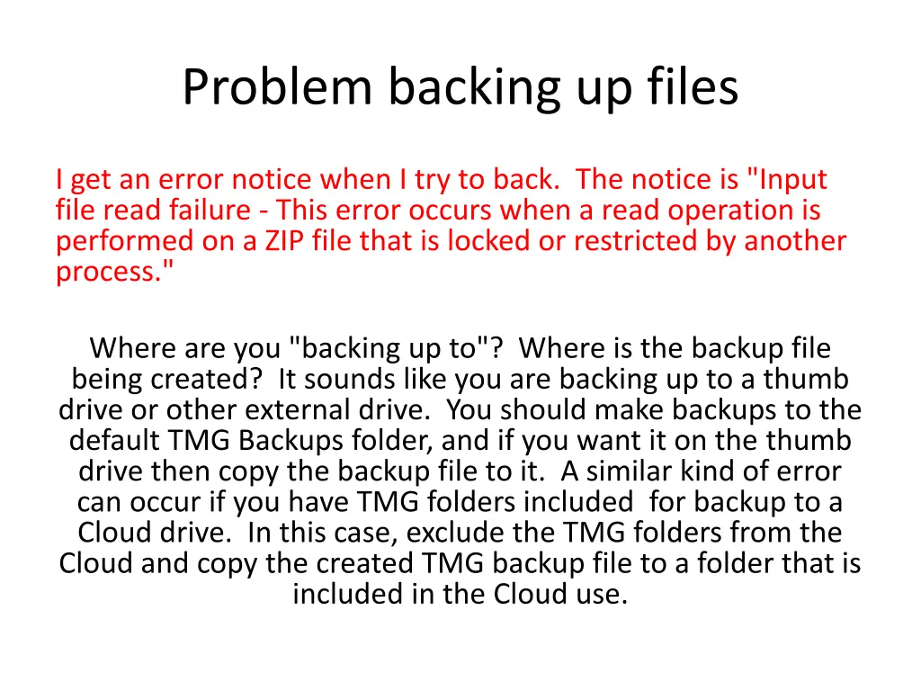 problem backing up files