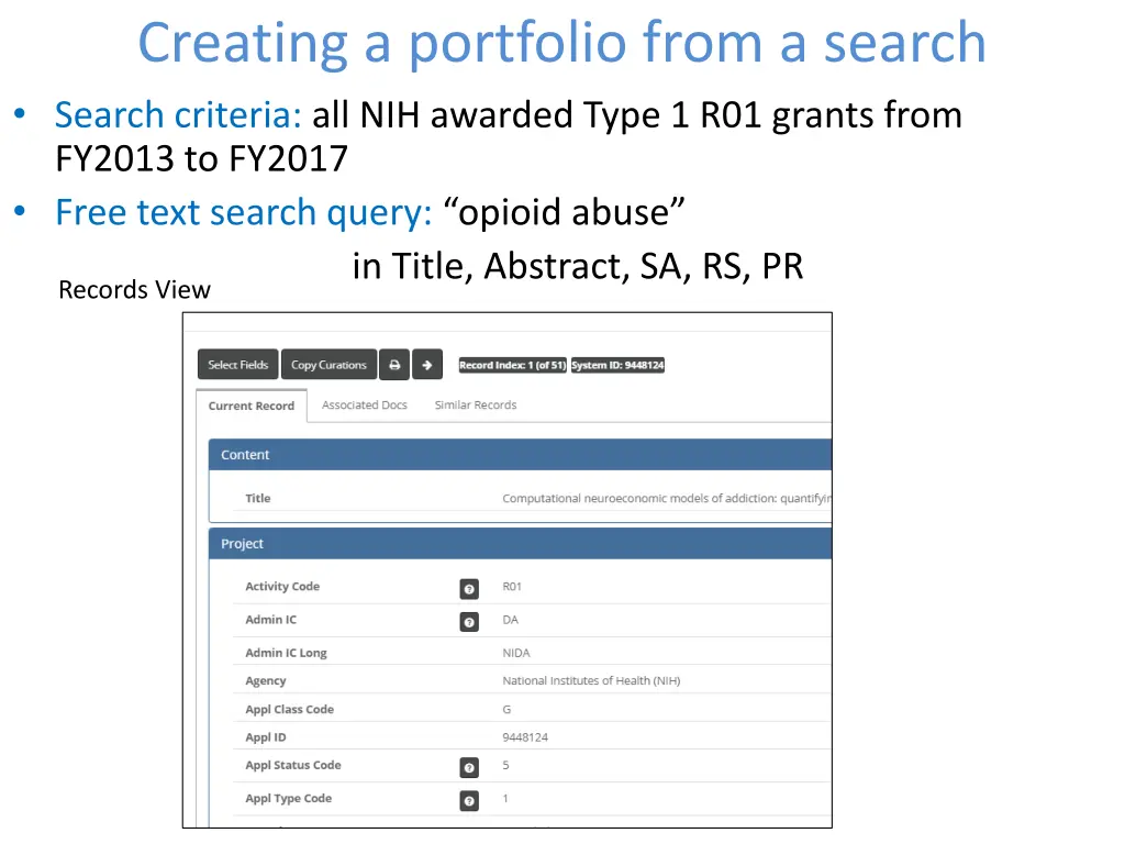 creating a portfolio from a search search 1
