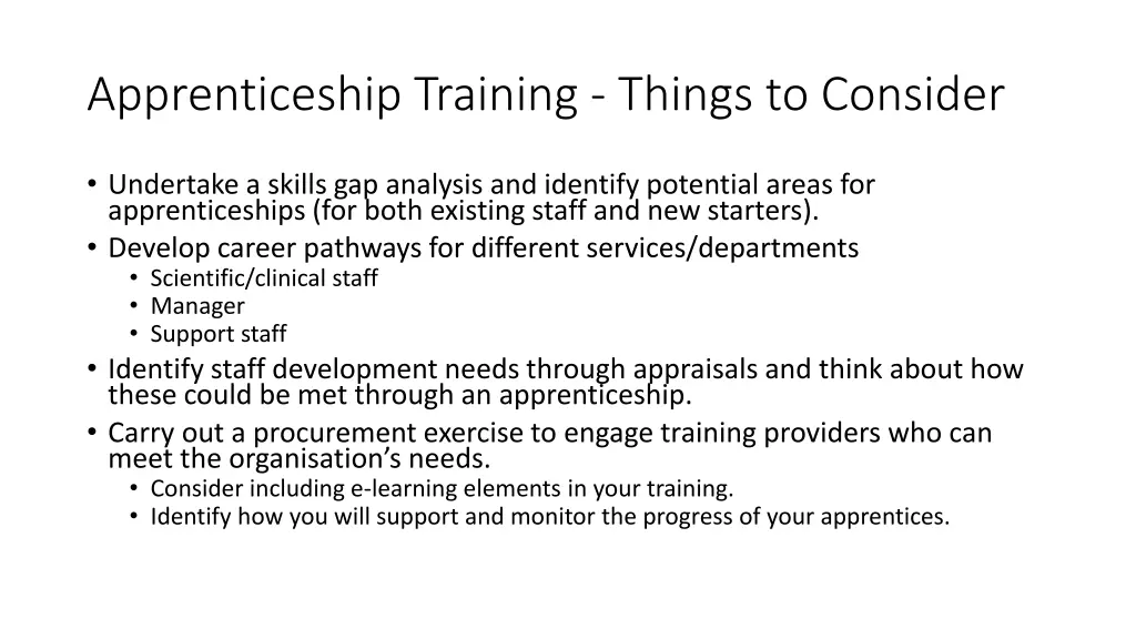 apprenticeship training things to consider