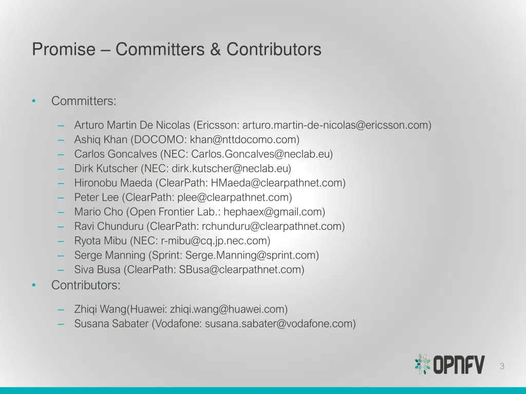 promise committers contributors