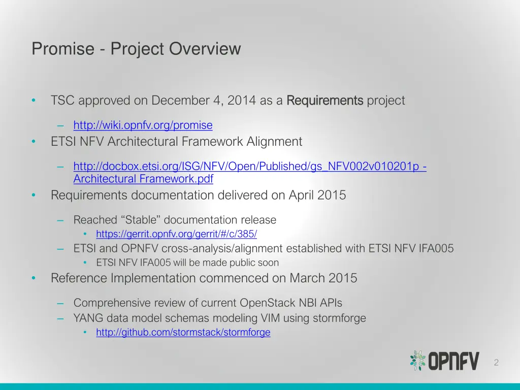 promise project overview