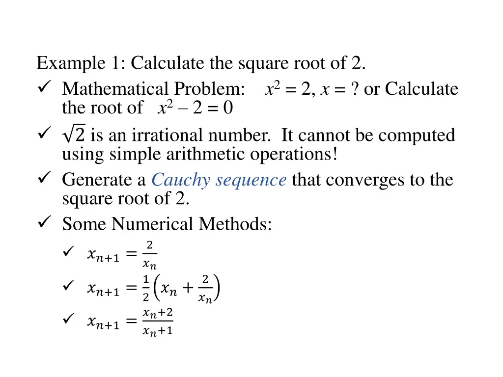 example 1 calculate the square root