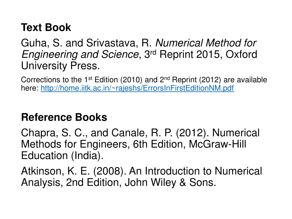 text book guha s and srivastava r numerical