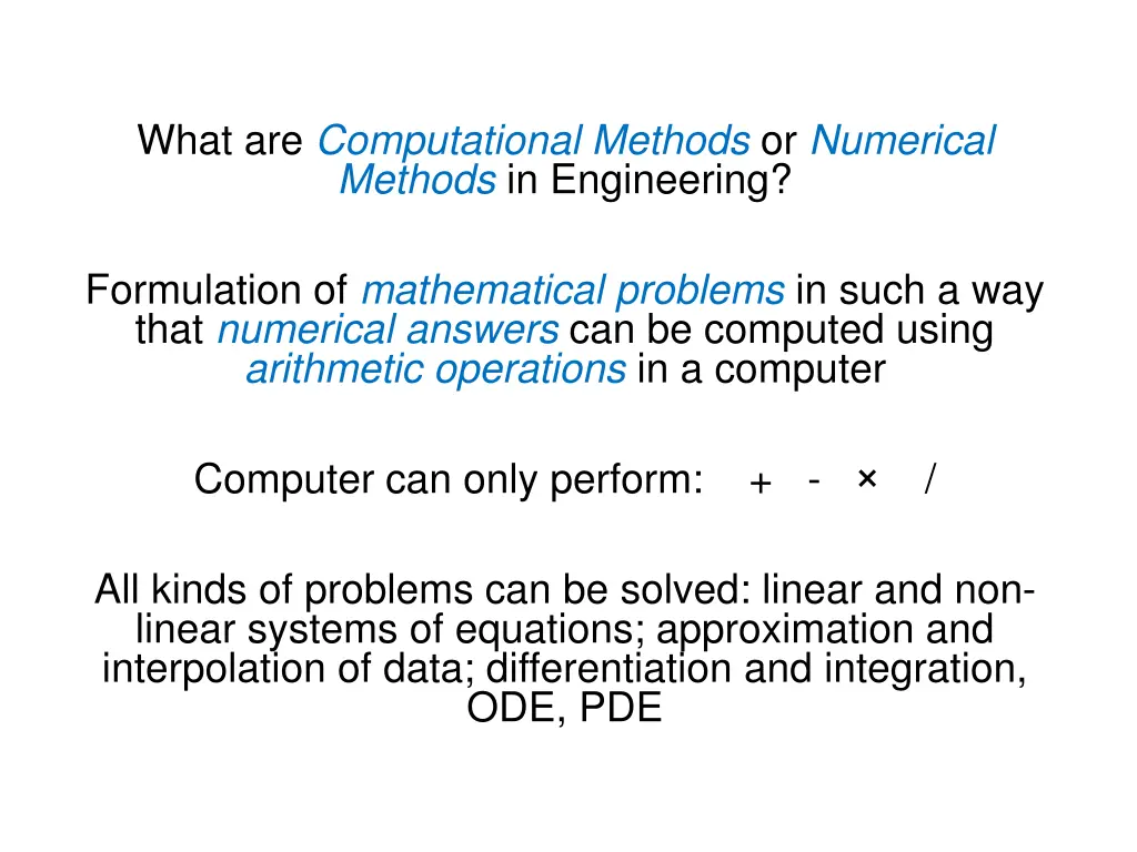 what are computational methods or numerical