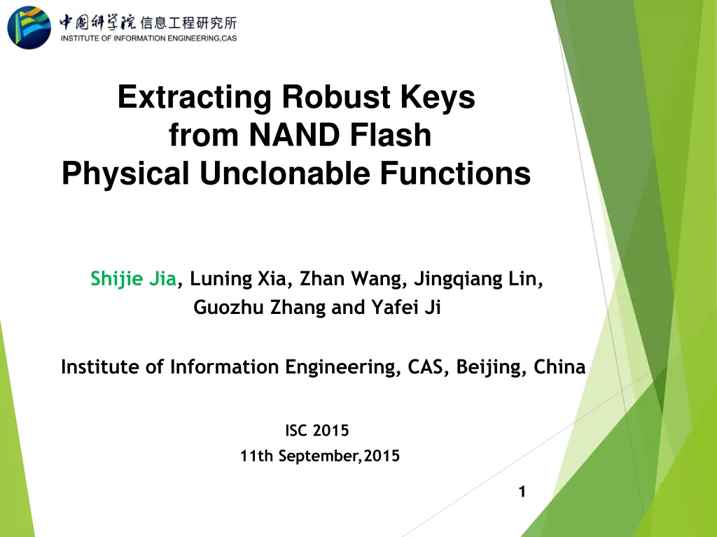 extracting robust keys from nand flash physical